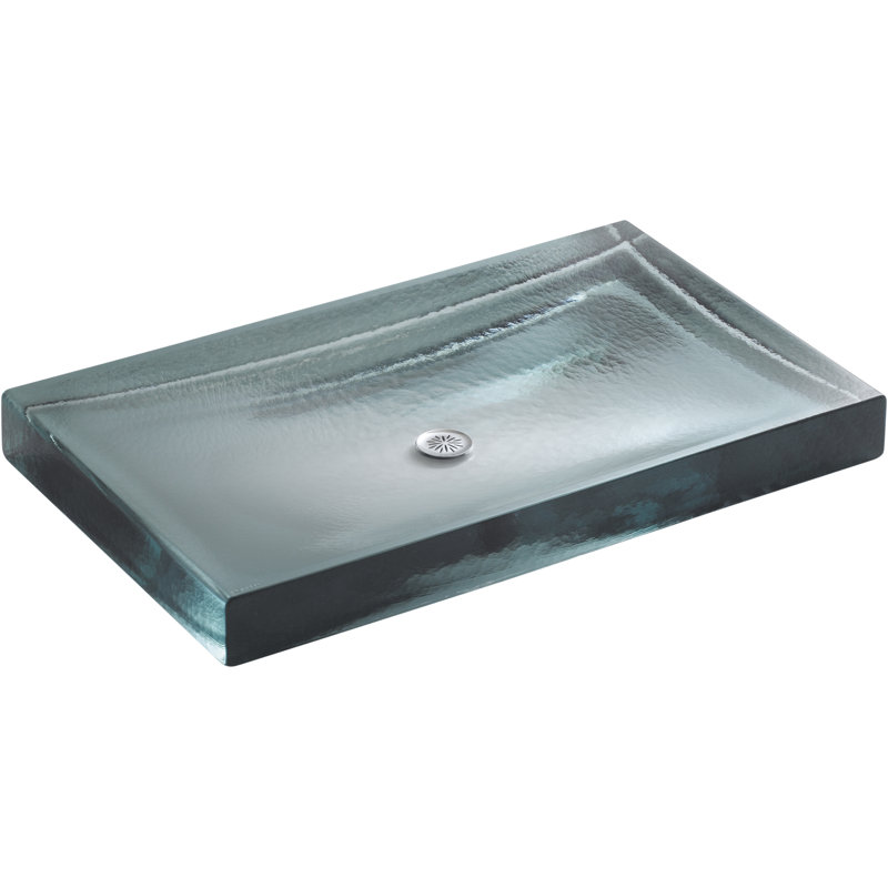 Antilia Modern Rectangular Cast Glass Vessel Bathroom Sink