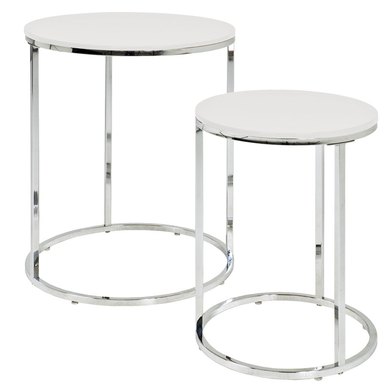2 Piece Nest of Tables, White