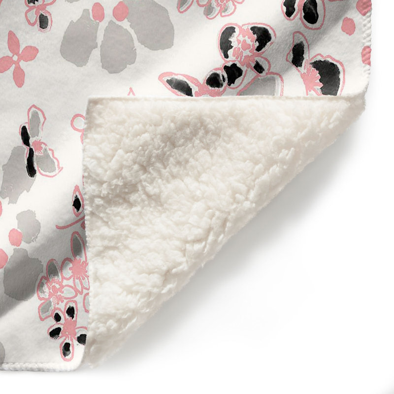 Couverture sherpa gris doux flodoodle rose, l 68 po x L 80 po