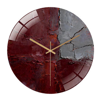 12" Round Tempered Glass Wall Clock with Silent Quartz Movement