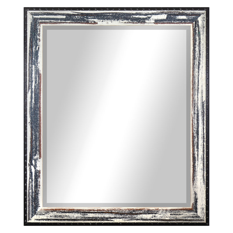 Lofgren Wood Flat Wall Mirror, 45.5" H x 39.5" W, Ivory/Black