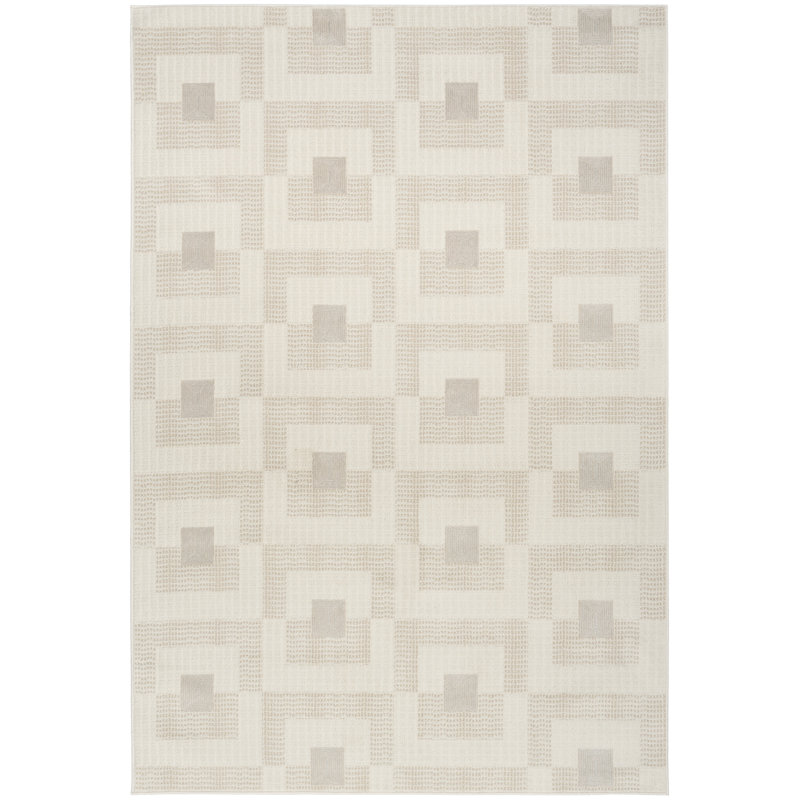 Ebern Designs Reimann Ivory Beige Modern Indoor Rug, Rectangle 4' x 6'