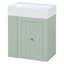 Meuble-lavabo de 20 pouces avec lavabo en céramique, armoire de rangement en panneau de fibres à densité moyenne avec tiroir, tablette latérale et poignée dorée - meuble-lavabo moderne pour les petites salles de bain-130839067