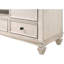 Meuble télé beige avec portes coulissantes et rangement fonctionnel avec porte à finition 2 tons