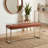 Monkstown Contemporary Narrow Tufted Bench, Brown Leather like Vinyl