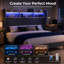 Upholstered Platform Bed Frame with 130CM Tall Headboard, LED Lights & Charging Station, Corduroy Upholstered Platform Bed with Storage Shelf, No Box Spring Needed-1864794280-1864794287