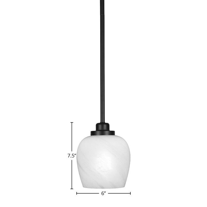 Mini-luminaire suspendu 1 lumière Odyssey, Noir mat, Blanc