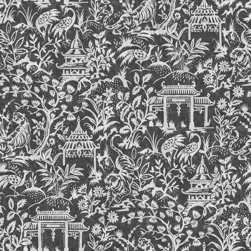 Baskin 10m x 53cm Matte Wallpaper Roll, Black/Cream