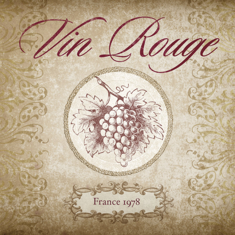 Wine Label I - Wrapped Canvas Print, 30cm H x 30cm W x 3.8cm D