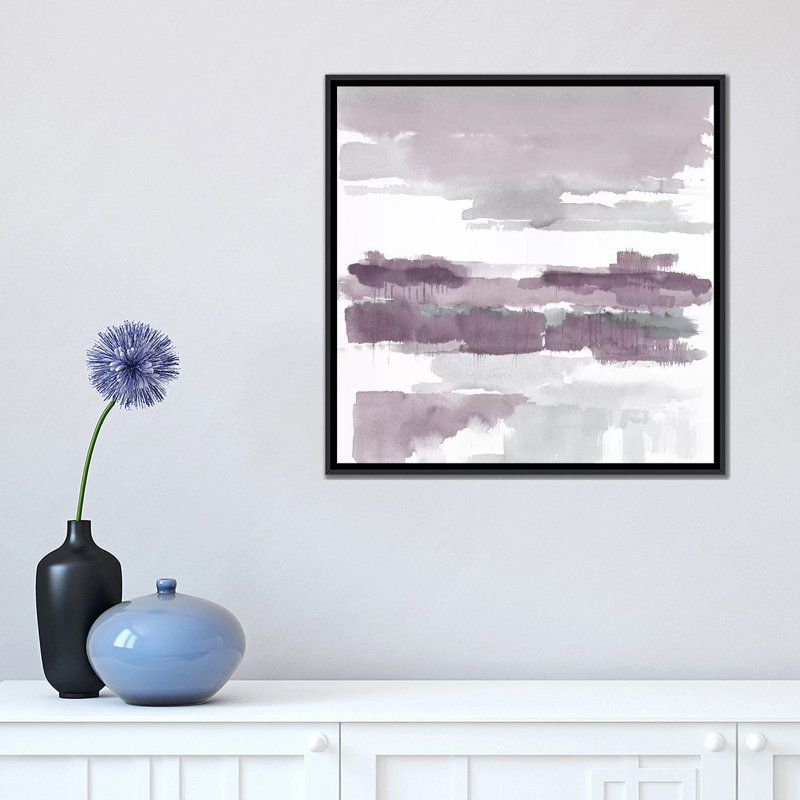 « améthyste humides », reproduction d’art sur toile tendue, H 18 po x l 18 po x P 1,5 po, Toile avec cadre noir, Pas de tapis