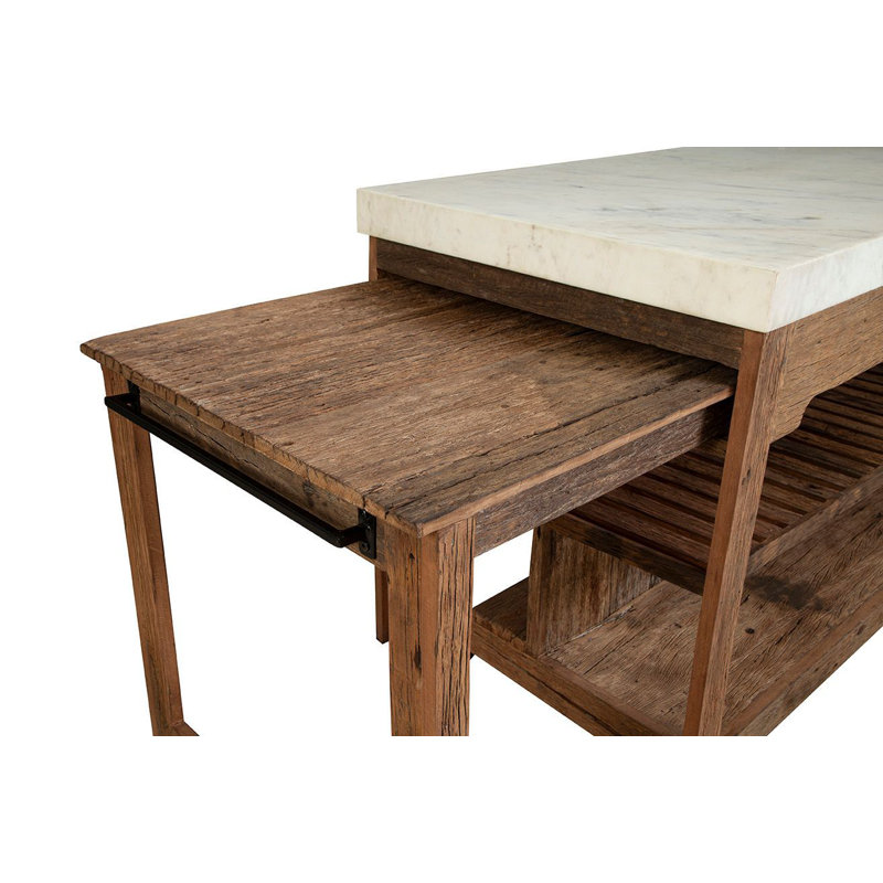 Rustic 61" Wide Oak Kitchen Island, Natural
