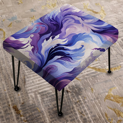 Purple And Blue Ikat Whimsy - Floral Rectangle Ottoman by Design Art