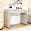 Bureau de coiffeuse classique en bois avec miroir rabattable, rangement caché et 2 tiroirs-969824185