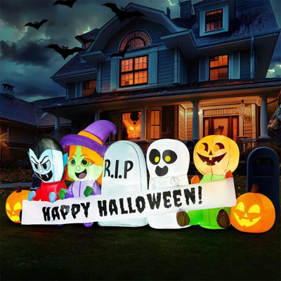 8Ft Inflatable Halloween Yard Decor - Pumpkin Ghost Vampire Witch