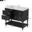 Meuble-lavabo noir avec lavabo et structure en bois massif 36 po. 4 tiroirs. Lavabo sous-comptoir en céramique. Apparence moderne. Noir facile à assembler. Bois, rangement spacieux. Simple