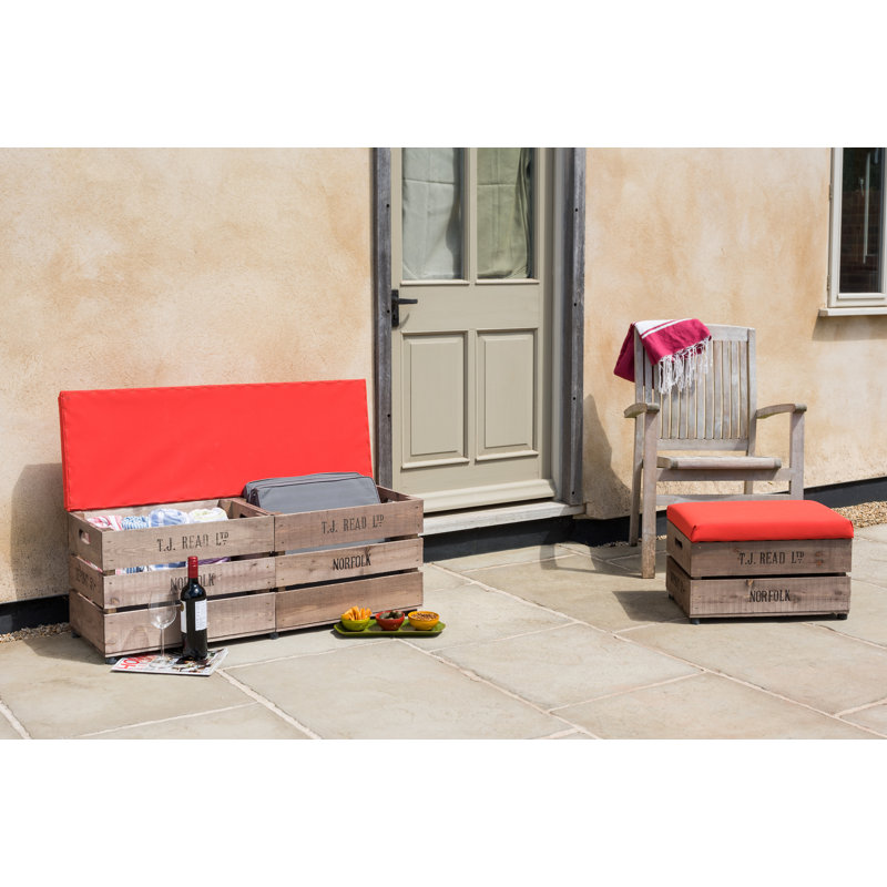 Edmonson Upholstered Outdoor Ottoman, Red