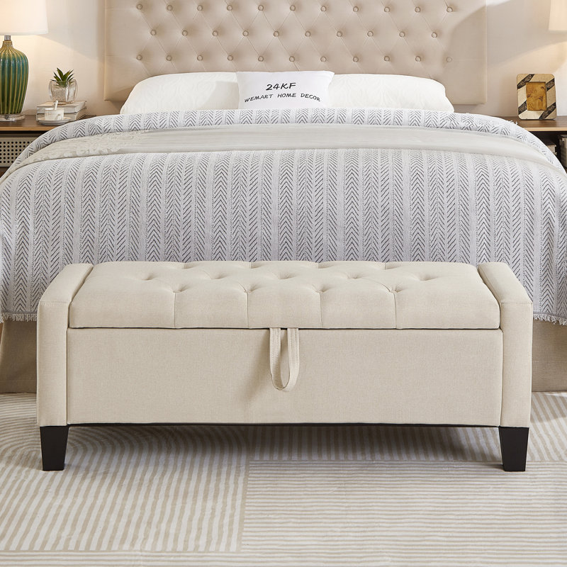 Ottoman with Storage, Beige