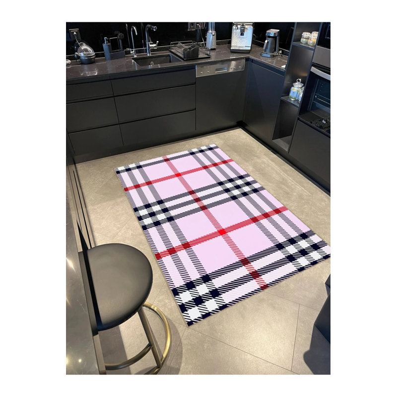 Tapis décoratif moderne à pois écossais à motif écossais à rayures, Rectangle 2 pi 4 po x 4 pi