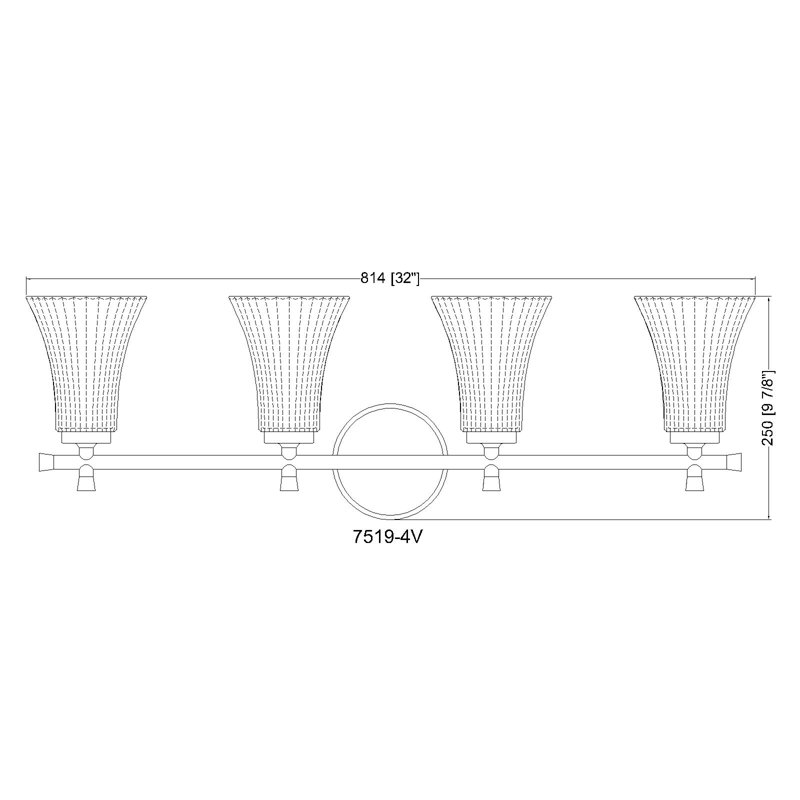 Coiffeuse Maston, Doré, H 10 po x l 32 po x P 6,75 po, Quatre lumières