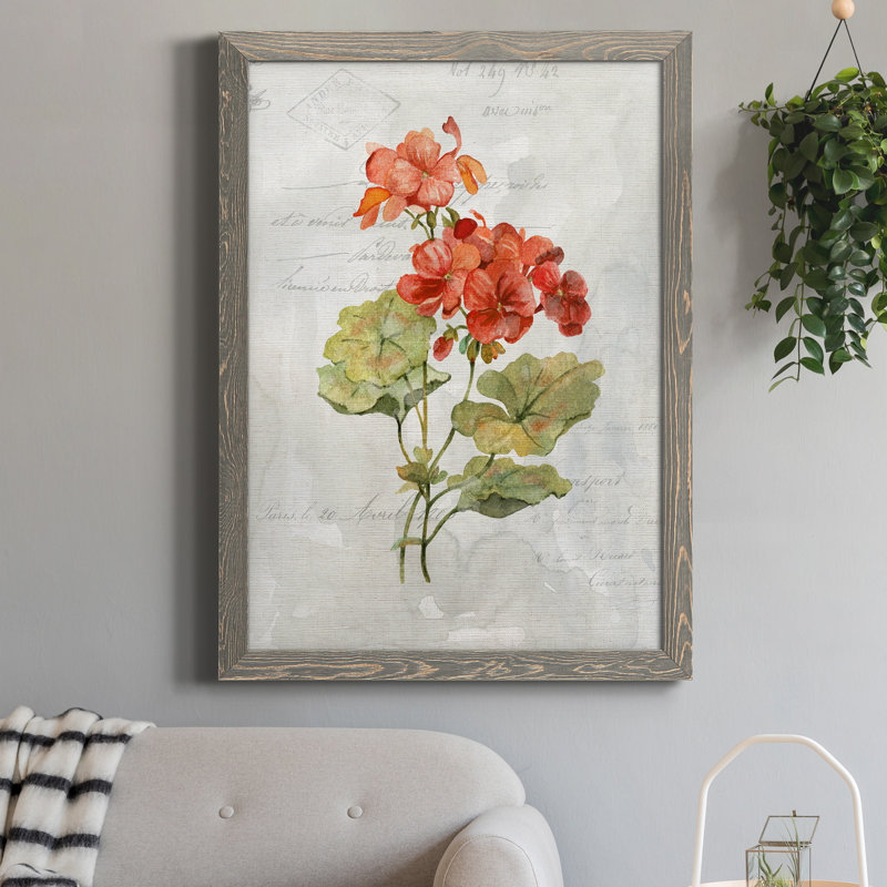 Lin géranium - peinture sur toile encadrée, Gris, H 24 po x l 18 po x P 1,5 po