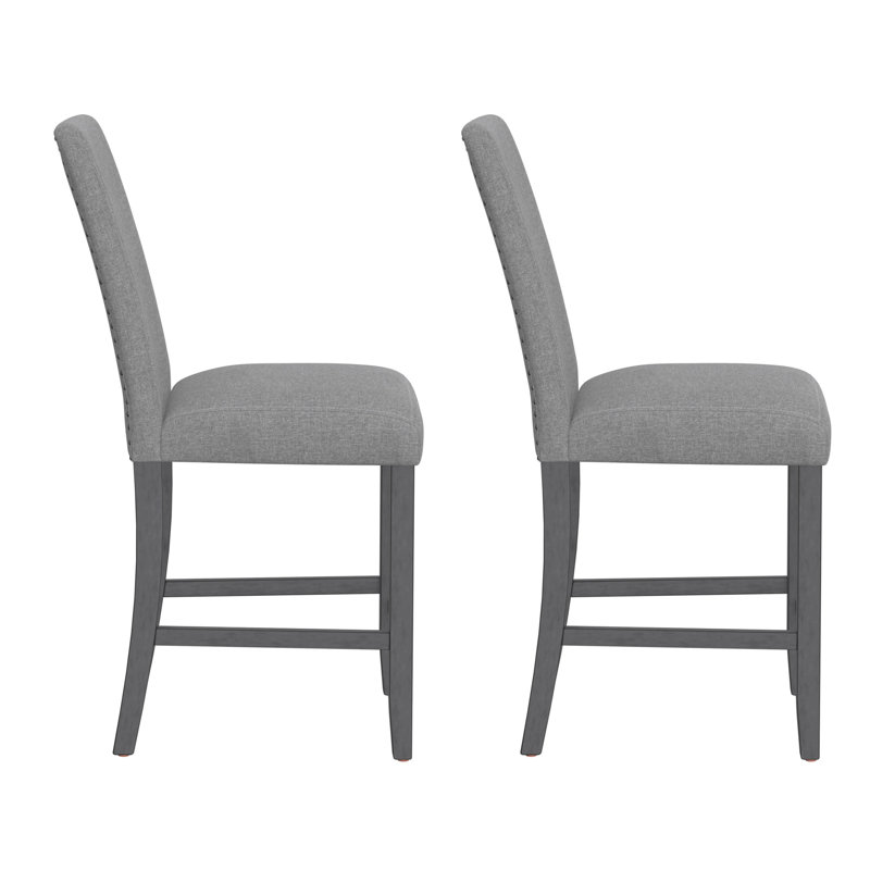 Tabourets de bar rembourrés gris, ensemble de 2, Gris