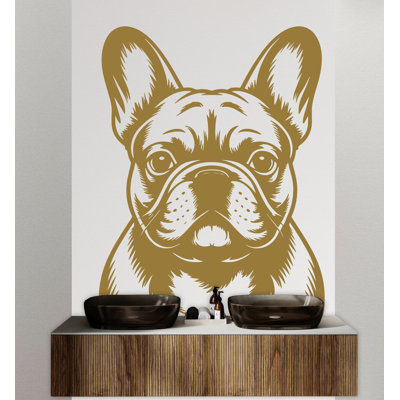 Bouledogue français, adhésif pour chien, décor de chien, chien, art mural, amoureux des animaux, chien, salle de bain, autocollants muraux, vinyle