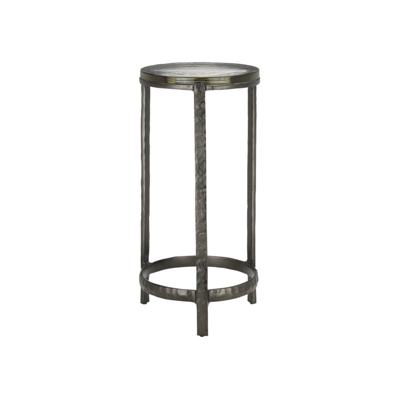 Acea Glass Top End Table, Graphite, 23.5" H x 12" W x 12" D