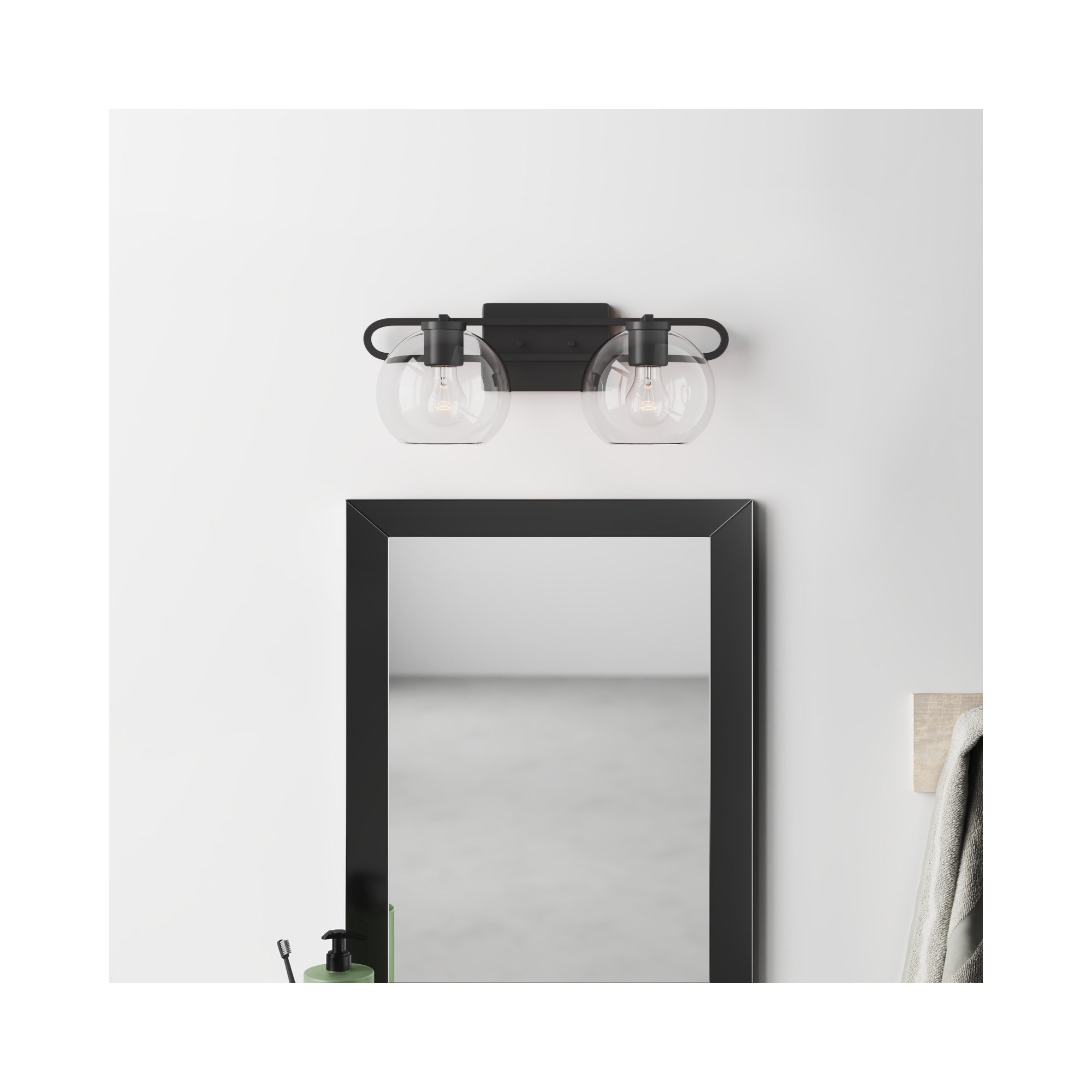 Eveline 4 Light Transparent Dimmable Vanity Light, Midnight Black, 2, 7.63"H x 19.75"W x 8.38"D