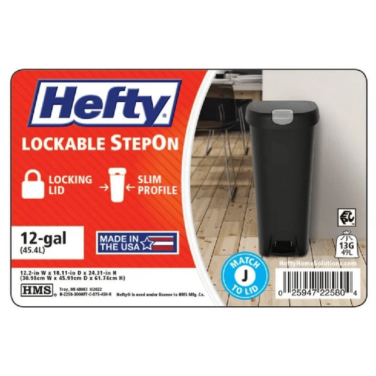 Hefty Lockable Step-On 7 Gallon Waste Can