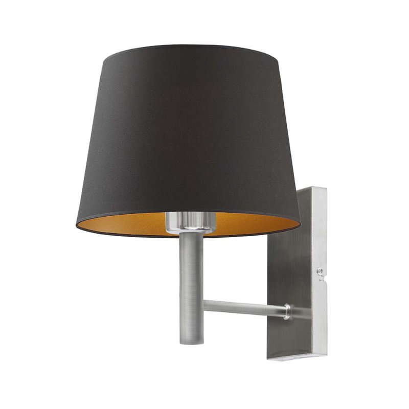 Huey Armed Sconce, Silver, Black