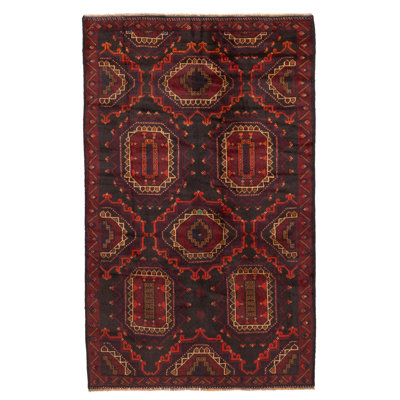 Teimani Black, Red Rug 3'7" x 5'9"