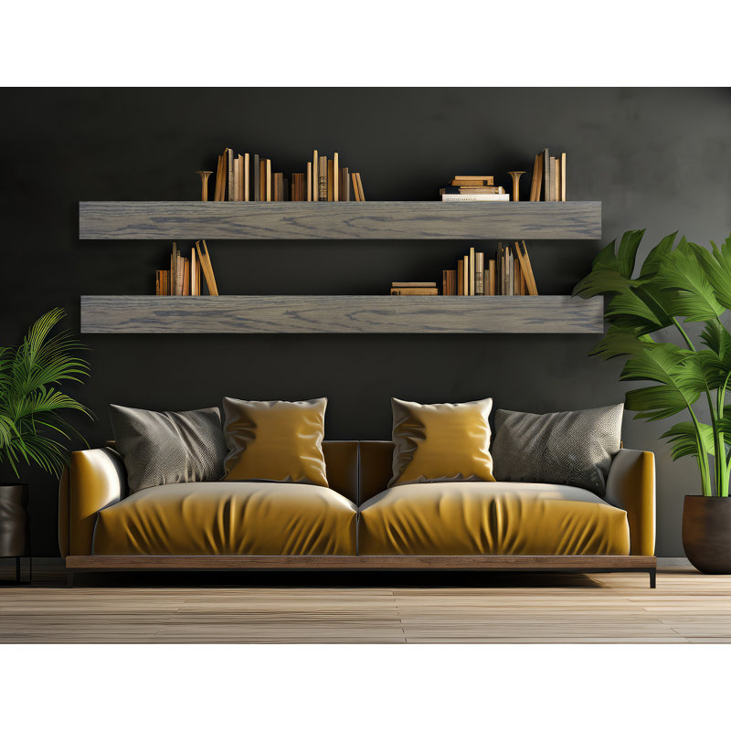 Emerald Lee 2 Piece Oak Floating Shelf, 6" H x 68" W x 7" D