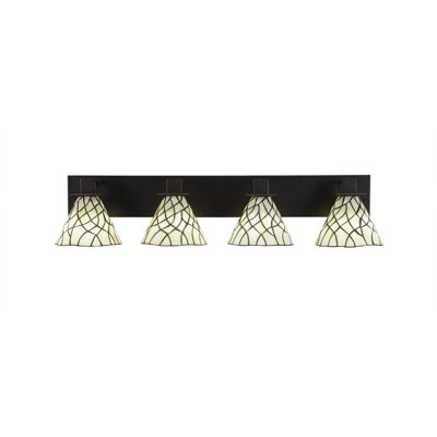 Quattrucci 4 Light Bath Bar Shown In Dark Granite Finish With 7" Sandhill Art Glass
