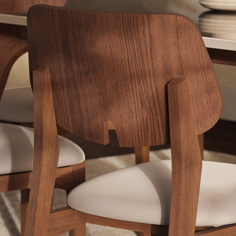 Modern Brazilian Beth Side Chair, Medley Ivory / Nogal