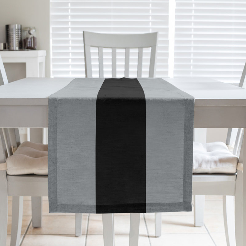 Las Vegas Football Stripes Table Runner, 72" L x 16" W, Dark Gray/Black, Cotton Blend