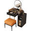 Ensemble de meuble-lavabo à plateau en verre, extensible, en coin-50136364