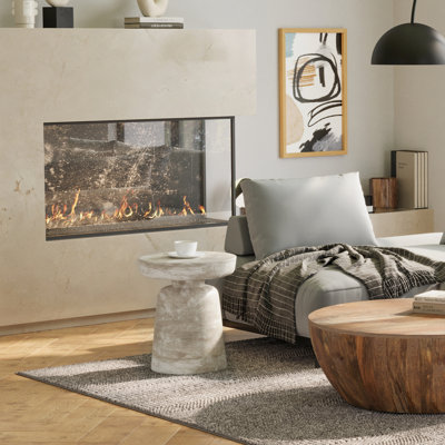Table de bout rustique contemporaine en bois de manguier massif l 16 po Robbie avec fonction polyvalente