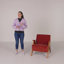 Kyajah Chenille Upholstered Accent Armchair with Solid Wood Arms and Legs-785345299