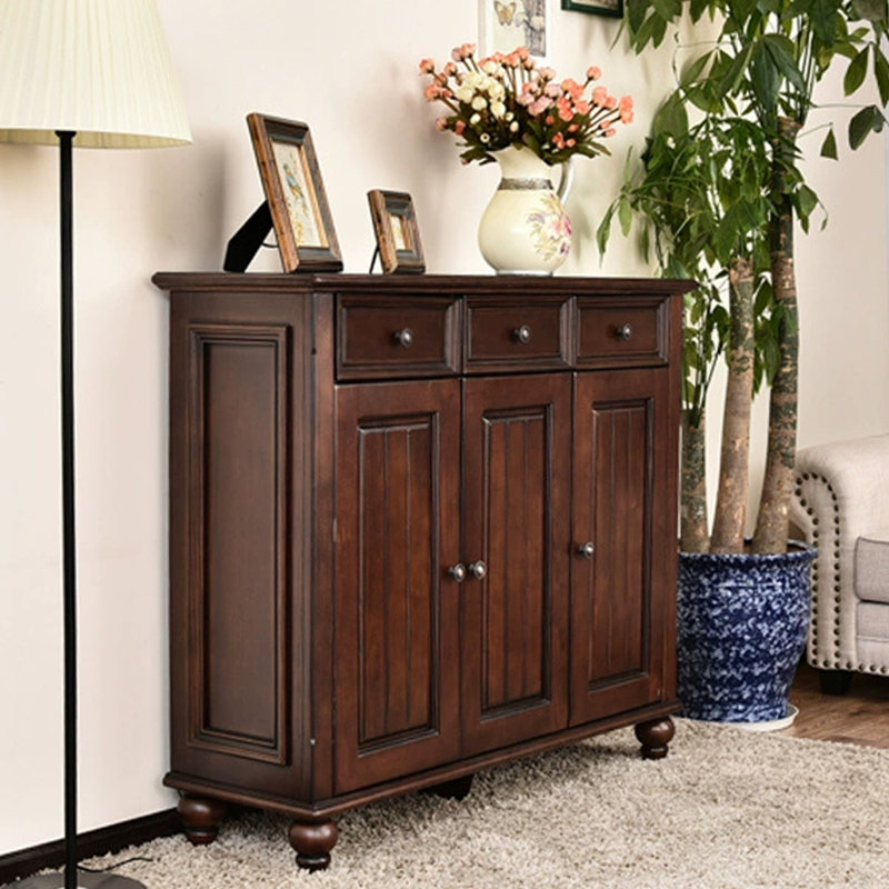 Dark-walnut Solid Wood Shoe Storage Bench