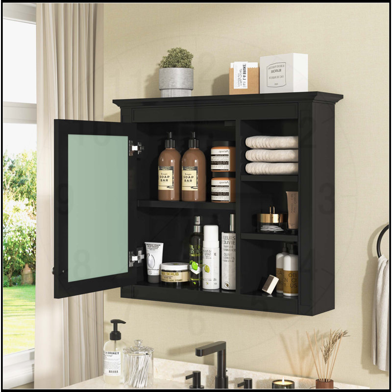 Armoire de salle de bain murale polyvalente avec miroir et tablettes réglables pour un rangement optimal