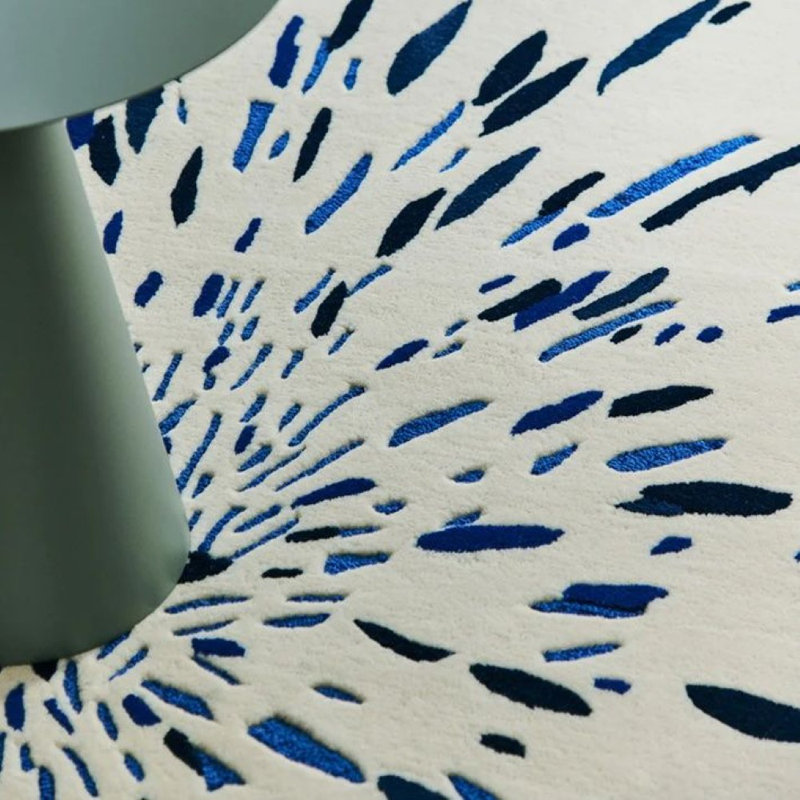 Paint Hand Tufted Area Rug in Blue, Rectangle 5'7" x 7'10"