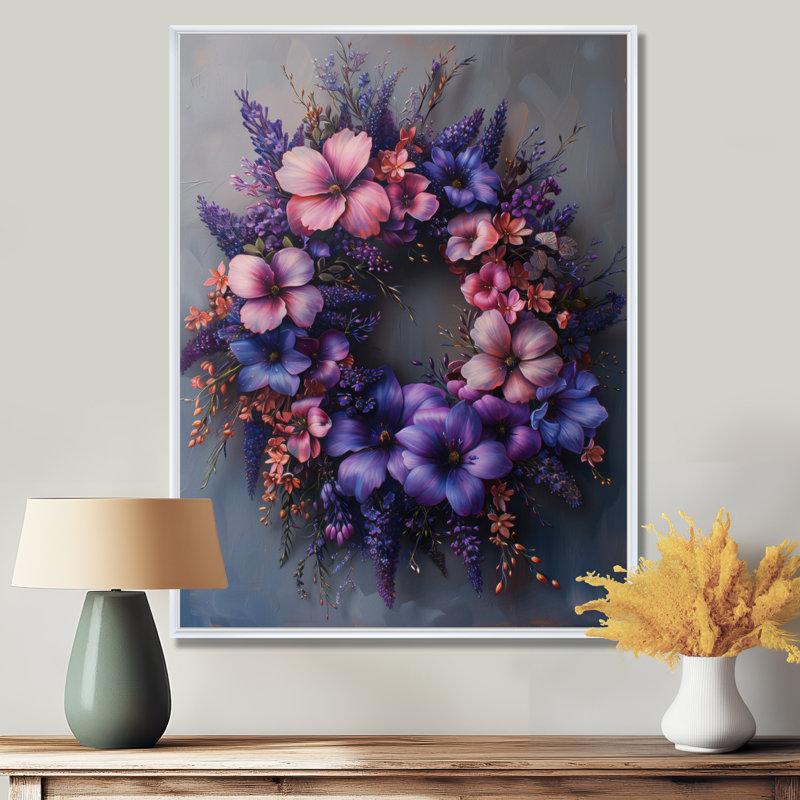 Guirlande de fleurs Regal, H 20 po x l 12 po x P 1 po, Cadre flottant blanc
