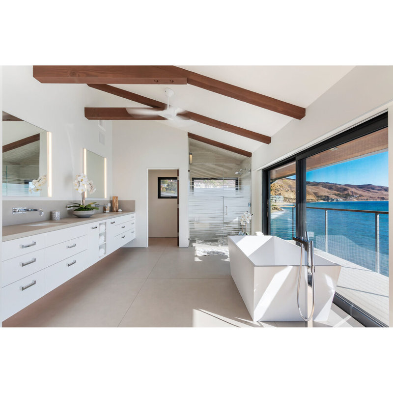 Bellevue 60'' L Soaking Bathtub, Glossy White, Satin Brass