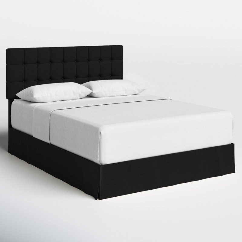 Ambria Upholstered Wingback Bed, Black, Queen