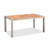 63"L x 35.4"W Rectangular 4 Person Outdoor Patio Dining Table, Aluminum Frame Natural Teak Wood Top