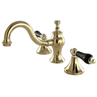 Kingston Brass Duchess Two-Handle 3-Hole Deck Mount Widespread Bathroom Faucet with Brass Pop-Up Drain