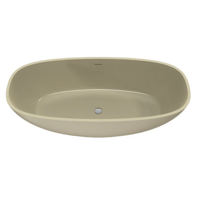 Baignoire de trempage à surface solide de 66,9 pouces, structure autoportante, texture kaki mat, style contemporain, atmosphère de bain confortable 66,9 * 29,5 * 21,7 autoportante, forme ovale, mat, drain central,