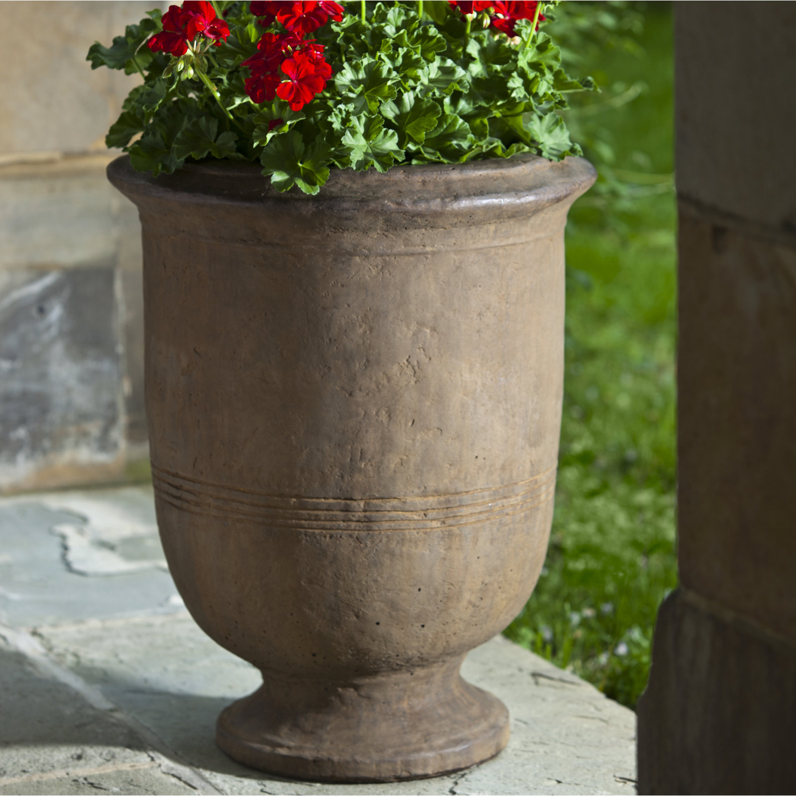 Provencal 20" Urn Planter, Aged Limestone