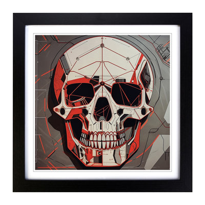 Skull Constructivism No.1 - Single Picture Frame Print on Wood
