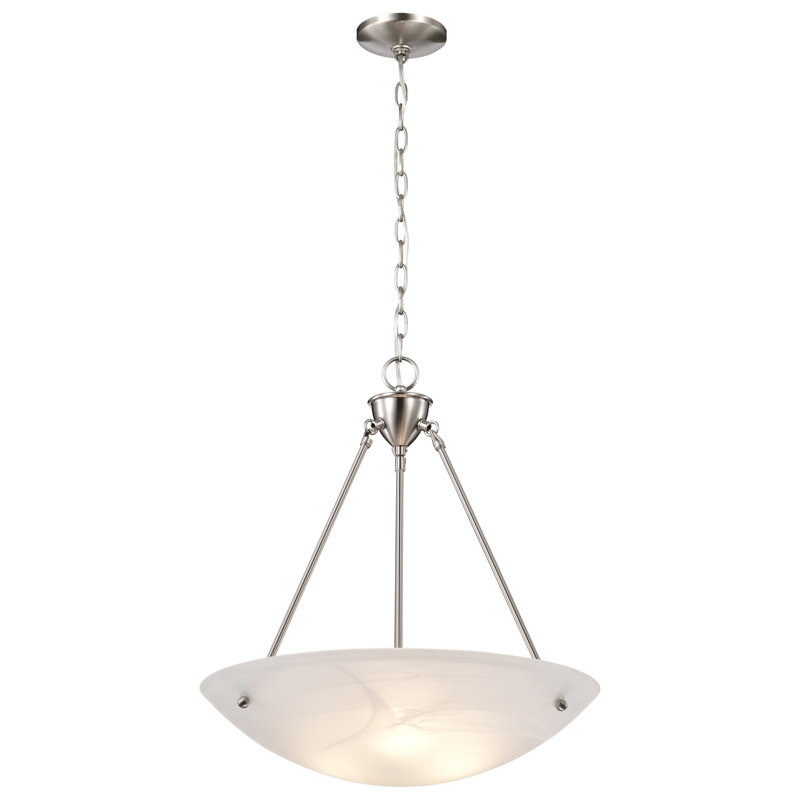 Soho Elegance Brushed Nickel 22.5" Alabaster Glass Bowl Pendant Light